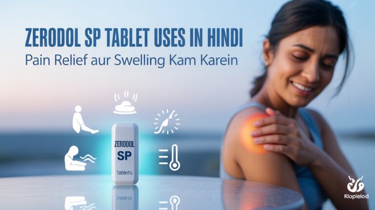 Infographic of Zerodol SP Tablet with pain relief icons, showing joint pain relief and Indian cultural elements like monsoon patterns.